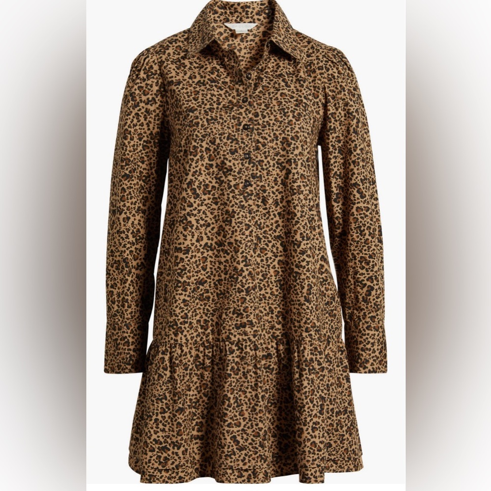 Caslon Paper Long Sleeve Cotton Poplin Shirtdress
in Tan Tannin Jackie Leopard